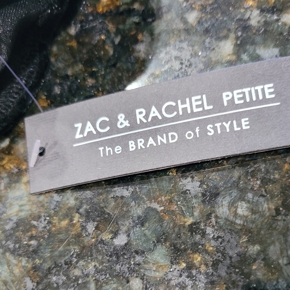 NWT Zac & Rachel PXL Black Velour 3/4 Sleeve Over the Shoulder Blouse - Picture 5 of 8